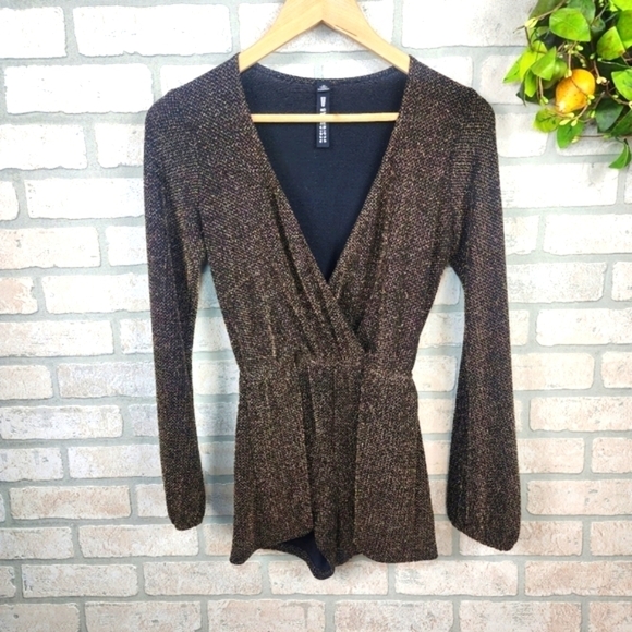 DESIGN LAB Long Sleeve Metallic Romper Size XS - Picture 7 of 7